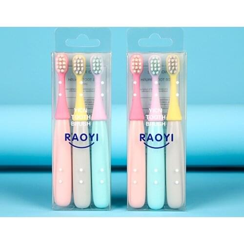 3pcs/set Soft Bristles Cute Children Toothbrush Little Mushroom Cartoon Silicone Brush Head Baby Kids Dental Oral Hygiene Care