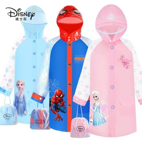 Disney Children Raincoats, Snow and Ice, Boys and Girls, College Students Raincoats, Big Hat Brim, Bag and Transparent Poncho