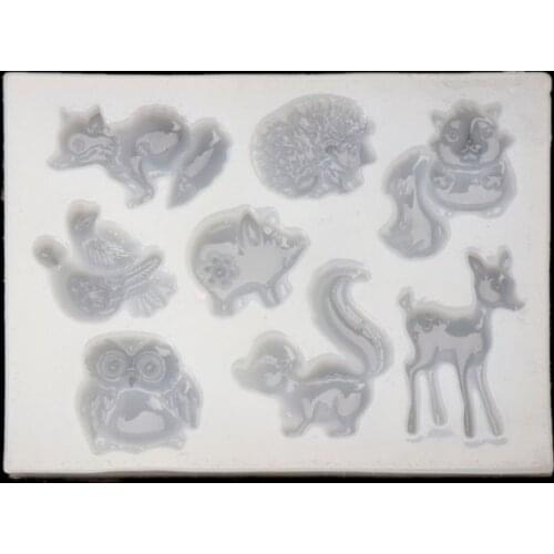 Forest Animal Silicone Mold Fox Squirrel Pig Elk Owl Animal Resin Jewelry Mold