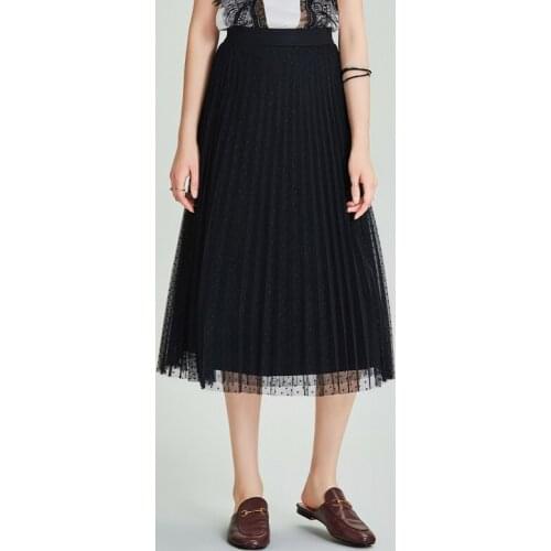 HAVVA 2020 Summer New Polka Dot Jacquard Organ Pleated Skirt Q4948