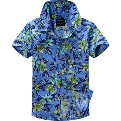 Cotton 100% floral shirt hawaiian shirt aloha shirt for boy T1512