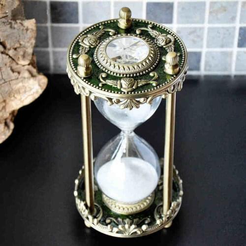 HQ RH04 Bronze Plating Zinc Alloy Carving Patterns 30 Minutes Sand Glass Sand Timer Clock Hourglass Creative Decoration Gift