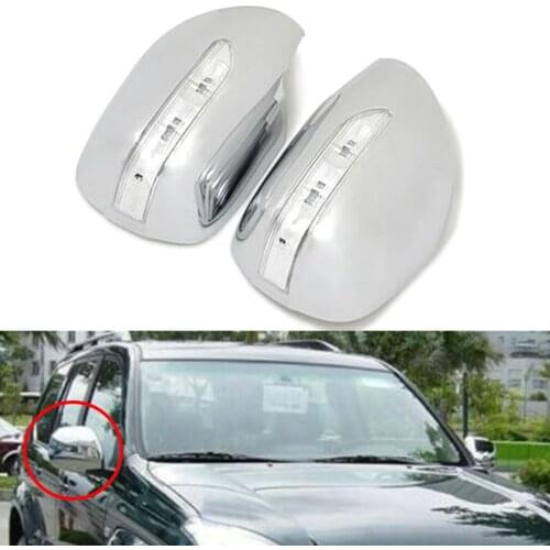 Chrome ABS Car Side Door Rearview Mirror Cover With LED Lamp For Toyota 2700 FJ120 Prado J120 2003-2009