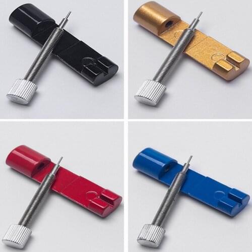 Metal watch strap remover, adjustable height watch repair tool, watch chain removal Tool with 3 Pins black, gold, red, blue