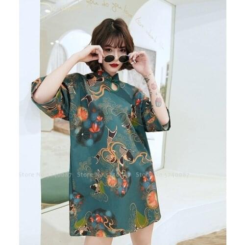 Chinese Traditional Improved Cheongsam Sexy Elegant Formal Hanfu Dress Women Fashion Qipao Short Skirt Dance Performance Costume