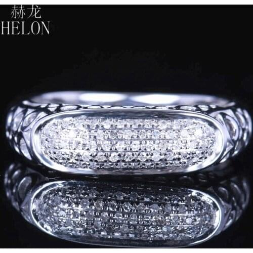 HELON Sterling Silver 925 Antique Vintage Cluster 0.3ct Genuine Natural Diamonds Women Ring Trendy Fine Jewelry Diamond Ring