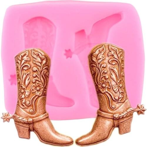 Cowboy Boots Silicone Molds DIY Party Cupcake Topper Fondant Cake Decorating Tools Candy Clay Resin Chocolate Gumpaste Moulds