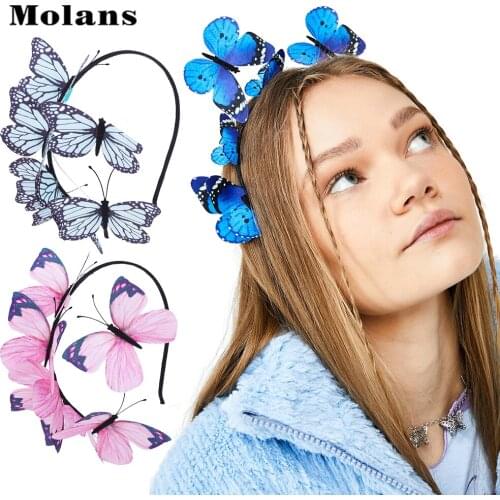 MOLANS Handmade Butterfly Headband New Design Cute Girls Hiar Band Bezel High Quality Hair Accessories DIY Ladies Headwear 2020