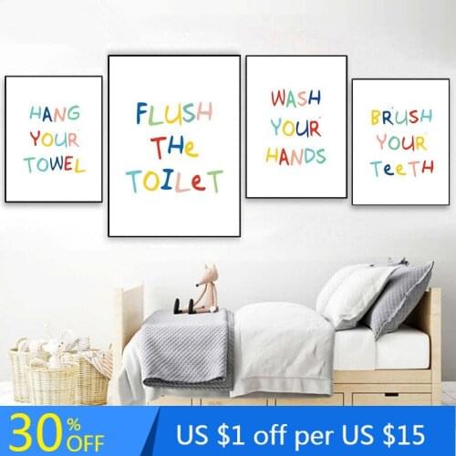 Wash Your Hands Toilet Quotes For Bathroom Wall Picture Canvas Painting Art Posters Prints Restroom Washroom Home Decor YX073