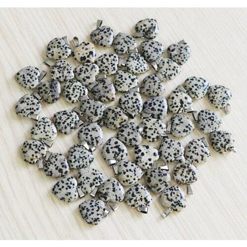 Charms natural speckle stone love heart stone beads pendants 20mm for necklace jewelry making woman wholesale free shipping