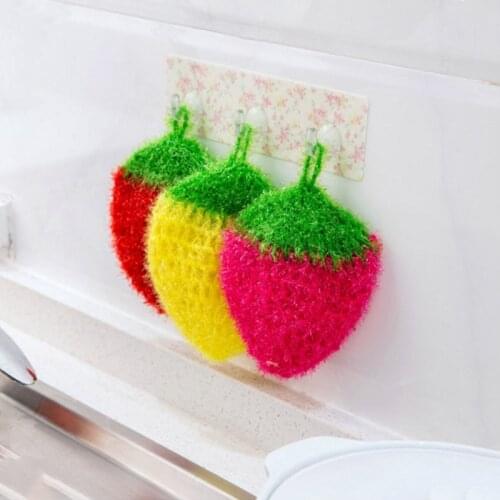 Kitchen Cleaning Towel Strawberry Shape Wipes Dishwashing Towels Acrylic Polyester Silk Dish Cloth Cleaning Cloth Drop Shipping