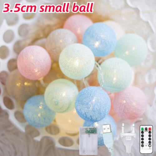 3.5CM LED Chain Cotton Ball Garland Lights String Fairy Garden Bedroom Wedding Christmas Party Holiday Halloween Decorative Lamp