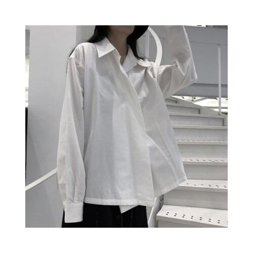 Single-button shirts fall white blazer summer outwear long-sleeve design sense minority shirt