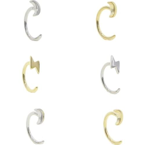 925 sterling silver high quality minimal jewelry tiny lovely heart moon lightning charm circle hoops dainty earrings for women