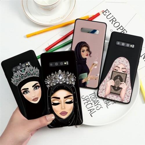 Silicone Phone Case For Samsung Galaxy S20 Ultra S10 S8 S9 S6 S7 Plus J4 J6 Plus 2018 Woman In Hijab Face Muslim Islamic Coque