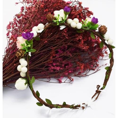 Sweet Flower Crown Bride Wreath Wedding Garlands Adjustable Hair Accessories Beach Wianek Kwiatowy Boho Elastic Headband