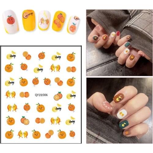 2pcs Fruits Sliders Nails Orange Strawberry Avocado Heart Water Sticker Decals New Design Decor Foil Manicure Tips