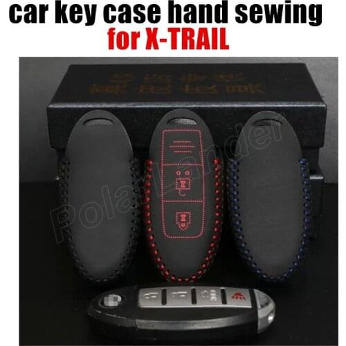 Only Red Car Key Cover Hand Sewing Key Case fit for NISSAN TEANA/LIVINA/X-TRAIL Genuine Leather Free Shipping new style