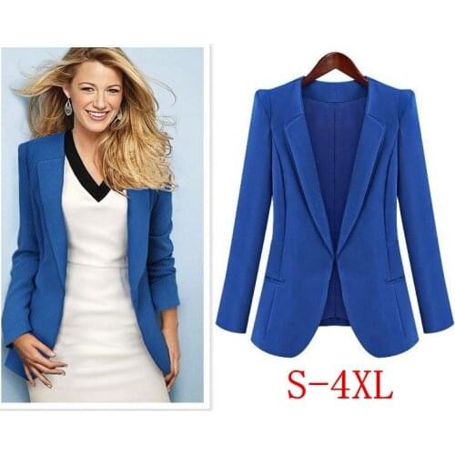 Women Plus Size XL 2XL 3XL 4XL Womens Fashion Casual Coat Woman Suits Blaser Feminino Black Blue Hidden Breasted