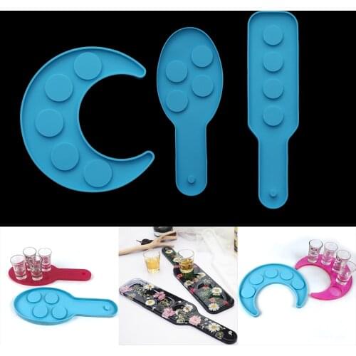 1Pcs Wine Glass Salver Dish Silicone Mold Moon Shape Drinking Cup Plate Tray Epoxy Resin Molds For DIY Home Decoration Craft