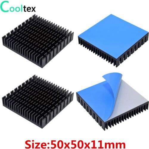 10pcs Aluminum Heatsink 50x50x11mm Heat Sink Radiator For Electronic Chip LED Cooling With Thermal Conductive Double sided Tape