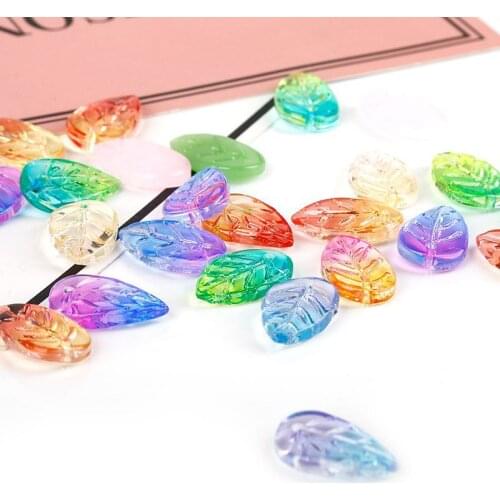 10pcs Colorful Spacer Loose leaf Glass Beads For Jewelry Making Bracelet Necklace Needlework Accessoire Wholesale Supply