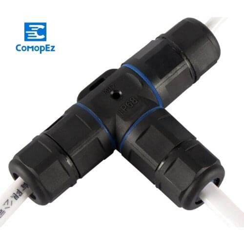 10pcs T-Type Waterproof Connector 2 pin IP68 250V&16a 8-12mm Electrical Wire Cable Sealed Retardant Junction Boxes Solar Garden