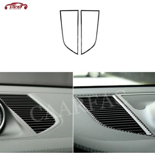 2 PCS Carbon Fiber Car Center Console Dashborad Panel Outlet Air Vent Trim Frame stickers For Porsche Macan 2015-2018
