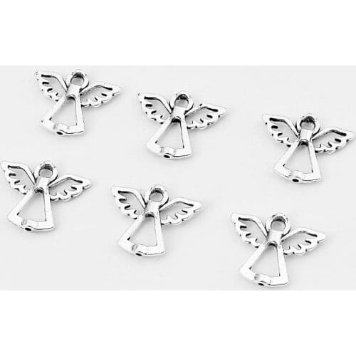 20PCS Tibetan Silver Color Retro Angel Wing For 1.8mm Round leather Cord Spacer Beads For Diy Jewelry Bracelet Making Wholesale