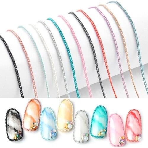 2021 New Nail Chain Jewelry Stickers for Art Decoration Fashion 12 Color Metal Nails Accessories for Manicure Design