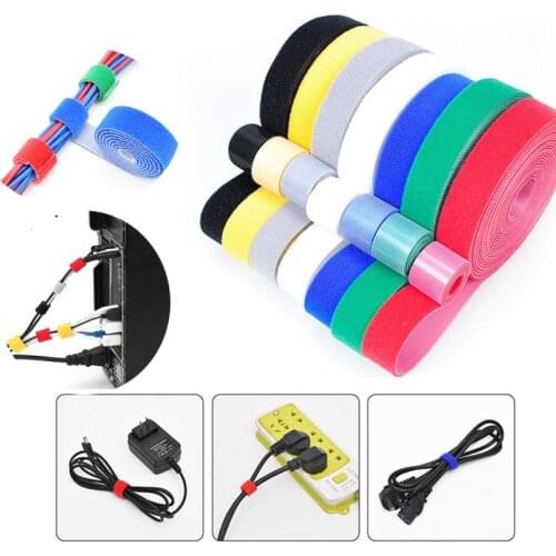 5m/roll Cable Manager Cable Winder Magic Tape Holder Reusable Wire Protector Cable Tie Hook and Loop Nylon Tight Width 15/20mm