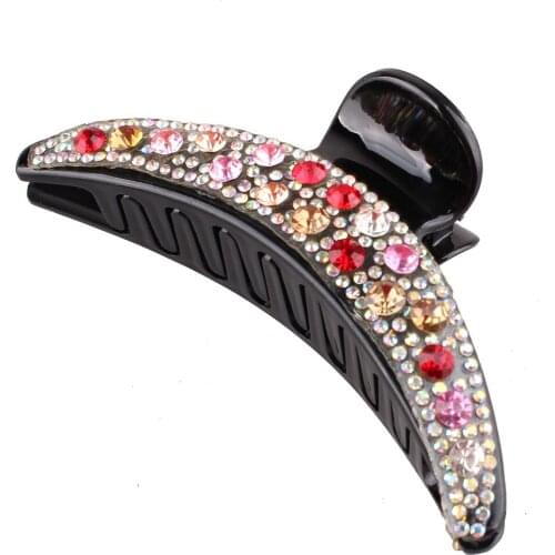 Shiny Colorful Crystal Hair Claws Ladies Hairclip Barrettes Women Hair Clip Banana Hair Clip Rhinestone Hair Accessories