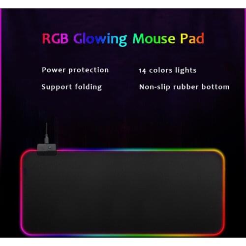 Large rubber computer keyboard mat rgb oversized led glowing mouse pad gamer 900x400mm Gaming Luminous Mousepad USB for PC game
