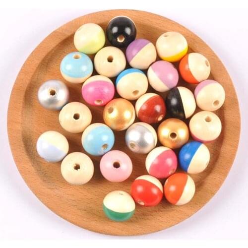 10pcs 20mm Natural Round Wooden Beads Diy Pacifier Clip Accessories Jewelry Making Handmade Toys Beading