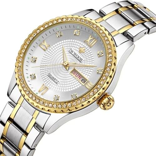Lovers Watches Waterproof Luminous Gold Steel Watch for Man Top Luxury Band Diamond Mens Watches Iced Out Clock Chronograph