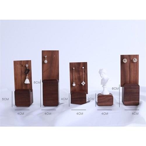 Black Walnut Wood Earring Display Board Wooden Earring Rack Storage Bracket Small Earrings Card Holder Stand Plate Jewelry Rack