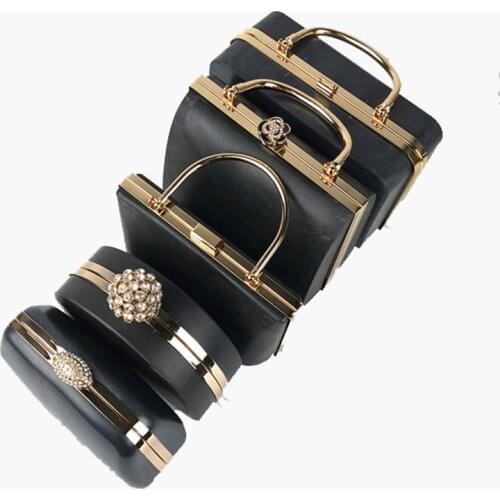 1 Set Black Plastic Box Clutch Handle Metal purse frame Accessories for restoring ancient Bag Purse Frames Obag handles hanger