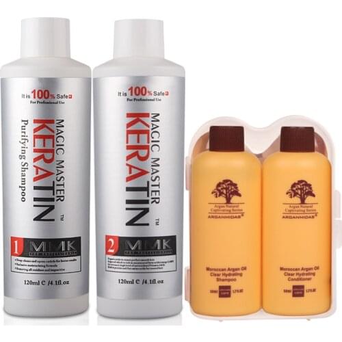 Cocount 120ml Keratin MMK Without Formalin Moisturizing Treatment For Hair Care+120ml Purifying Shampoo+100ml Travel Set