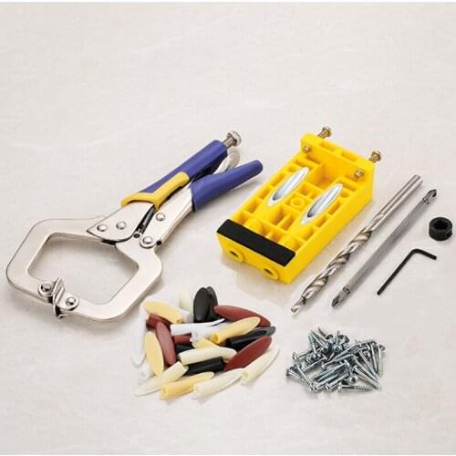 Woodworking Oblique Hole Device Pocket Hole Jig Kit 9mm Step Drill Bit and 11" Pliers Guide Locator kit Woodworking DIY Tools