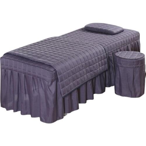 4pcs High Quality Plaid Beauty Salon Bedding Sets Massage Spa Bed Linens Sheets Bedspread Pillowcase Duvet Cover Set