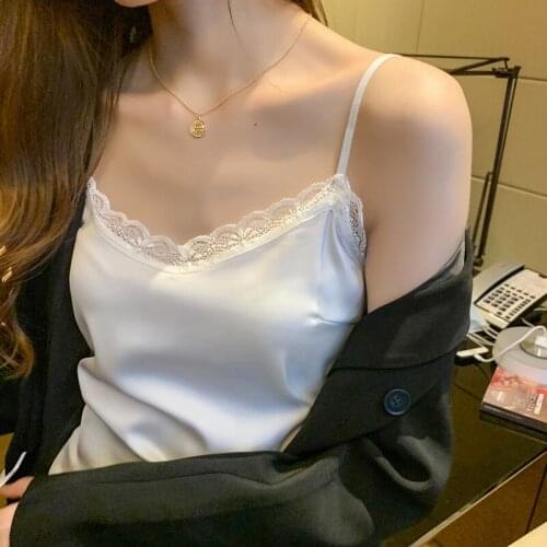 Lace Small Sling Womens Outer Wear Summer Short French Bottoming Vest Sexy Ice Silk Tops Fashion Suits Korean Fashion