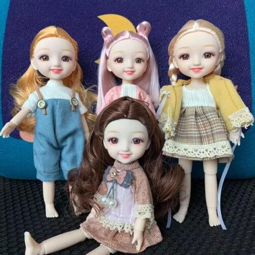 New 19cm Doll 13 Movable Joint BJD Doll DIY Naked Body Curly and Straight Hair Various Colors of Hair Smiling Girl Fashion Doll
