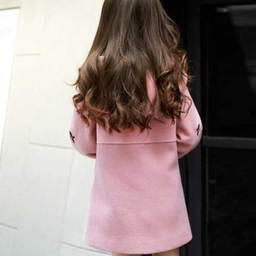 Winter Overcoat Kids Girl New Fashion Wool Coat for Girls Jacket Warm Long Outerwear Children Windproof embroidery Jacket HPY08