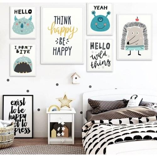 Cartoon Cute Monster Nursery Wall Art Canvas Painting Nordic Minimalist Posters and Prints Kid Boy Bedroom Decoration Picture