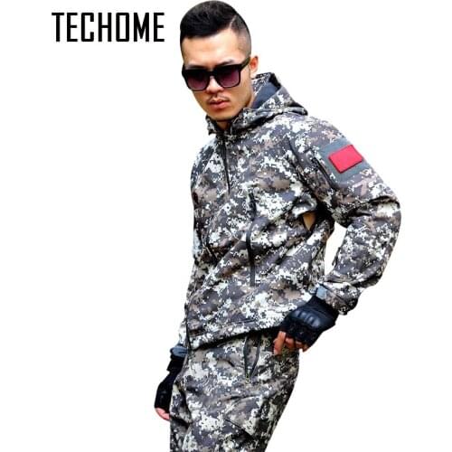 Men Waterproof Caza Tactical Soft Shell Camouflage Ao Ar Livre Jacket Set Men Army Esporte Set Military Brand Jacket +Pant Suit