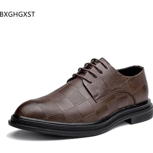 Black Men Dress Shoes Brown Oxford Leather Shoes Men Formal Pointed Toe Party Shoes for Men 2021 Chaussure Homme Zapatos Hombre