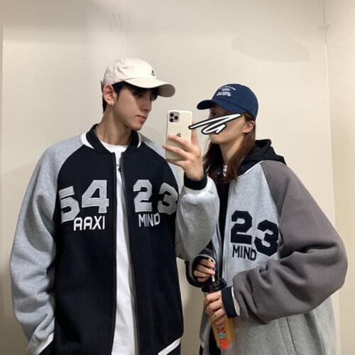 Mens Jackets Coats Pocket Zip Up Bomber Jacket Men Baseball Coat Unisex BF Harajuku Korean Style Streetwear Loose Casual