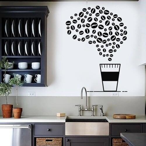 Wall Decal Drink Cup Of Coffee Bean Cafe Kitchen Interior Decor Door Window Vinyl Stickers Relax Time Creatives Wallpaper Q480