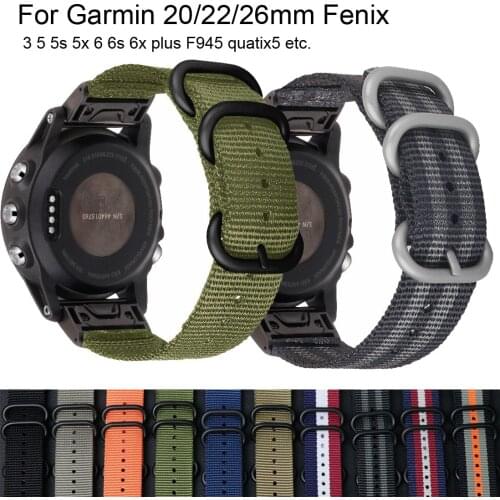Nylon Strap 20 22 26MM Quick Easy Fit Watch Band For Garmin Fenix 6X 6 6S /5X 5 5S Plus / Fenix 3 /3 HR/ 935 945 Smart WristBand