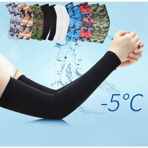 1 Pair Cooling Arm Sleeves Unisex Cycling Run Fishing UV Sun Protection Arm Cover Volleyball Sport Sunscreen Elbow Cuff Cover